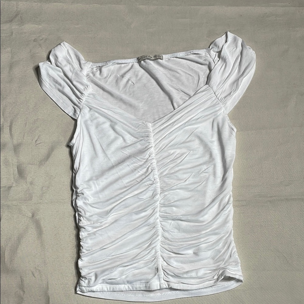 ACTIVE USA White Ruched Women's Top - Picture 3 of 8